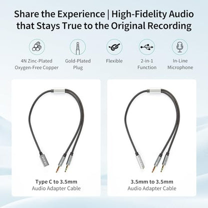 H HIFIHEAR KBEAR KA01 Headphone Splitter for Computer,5Pack | 3.5mm Female to 2 Dual 3.5mm Male,Braided Audio Adapter Cable,Microphone Stereo Jack Earphones Port,for Gaming Headset - size: 3.5MM-5Pack