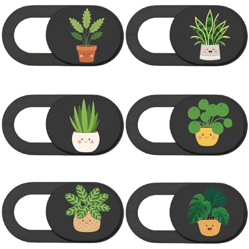 6Pcs 6 Styles Webcam Privacy Cover Cute Plant Laptop Camera Cover Ultra-Slim Phone Front Camera Blocker for Laptops Desktop Computer Tablet Notebook Mini PC Accessories Home Office Use - color: Plants-1