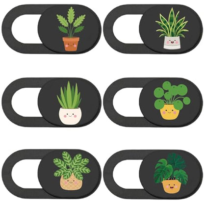 6Pcs 6 Styles Webcam Privacy Cover Cute Plant Laptop Camera Cover Ultra-Slim Phone Front Camera Blocker for Laptops Desktop Computer Tablet Notebook Mini PC Accessories Home Office Use - color: Plants-1