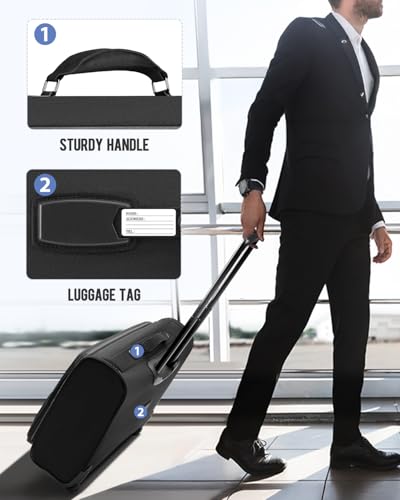 MATEIN Rolling Garment Bag with 2 Packing Cubes, Large Travel Garment Bags | Check-in Luggage, 17.3 Inch Laptop Compartment, Wrinkle Free, Wheeled Business Softside Suitcase, For Men and Women, Black - color: Black, size: Large - Checked