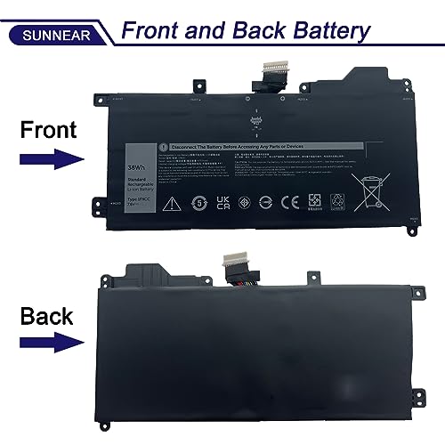 1FKCC Laptop Battery Compatible with Dell Latitude 7200 7210 2-in-1 Series Notebook T04J T04J001 T04J002 09NTKM 9NTKM T5H6P 0D9J00 D9J00 0KWWW4 KWWW4 7.6V 38Wh 4750mAh 2-Cell