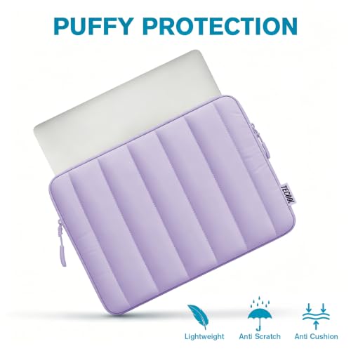 TECOOL Puffy Laptop Case 13.3 inch,13 MacBook Neo Sleeve with Small Bag | 13.-13.3 inch Laptop sleeve for MacBook Air 13 inch M5(2026) M4 M3 M2 M1,Mac Pro 13/Pro 14 Waterproof Notebook Sleeve,Purple - color: Purple, size: 13.3 Inch