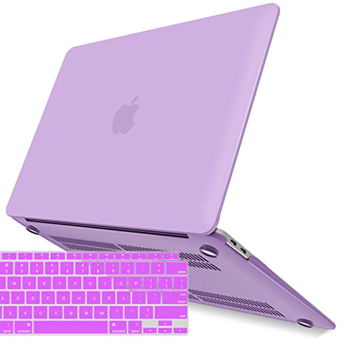IBENZER Compatible with New MacBook Air 13 inch Case 2022 2021 2020 M1 A2337 A2179 A1932, Plastic Hard Shell Case with Keyboard Cover for Mac Retina Display with Touch ID, Purple, MMA-T13PU+1 - color: Purple