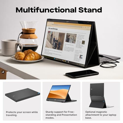 Mobile Pixels Duex Float 2 Pro 16" 2.5K Portable Laptop Monitor, Ultra-Thin Dual Laptop Screen Extender with Built-in Kickstand, USB-C/HDMI Plug and Play, Built-in Speakers, for Mac, Windows, Phone