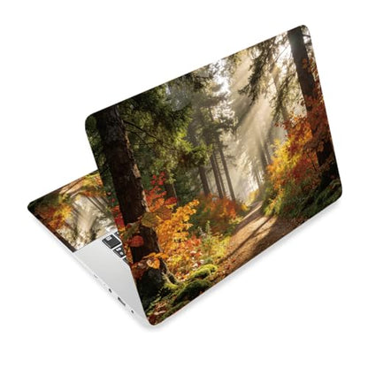 3Pcs Forest Laptop Skin Sticker Scenery Sunlight Universal Removable Vinyl Stickers Fits for 12.1 13 14 15.6 16 Inch Waterproof Notebook Decal Cover Gift - color: Yellow