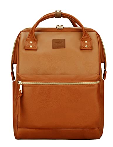 Kah&Kee Leather Backpack for Women and Men 15-inch Laptop Bag | Teacher Professional, Diaper Bag Backpack, Ideal for Work, School, Nurse, College & Travel (Buff/Camel, Medium) - color: Buff/Camel, size: Medium