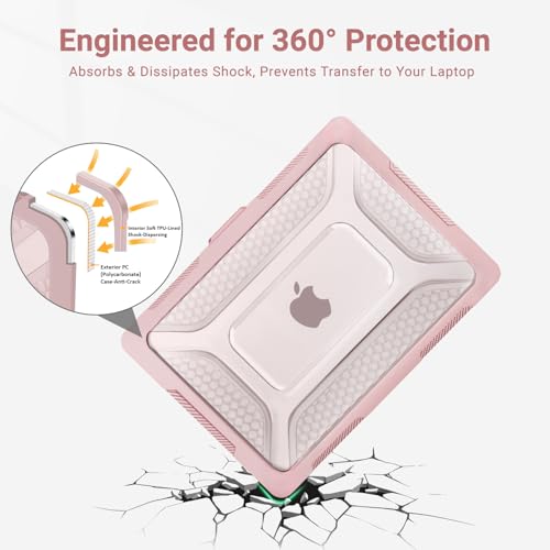 MOSISO Compatible with MacBook Air 15 inch Case M5 M4 M3 M2, Pink | 2 in 1 Kit Honeycomb Shockproof Heavy Duty TPU Bumper Hard Case with Fold Kickstand for A3241 A3114 A2941 2026-2023 - color: Pink
