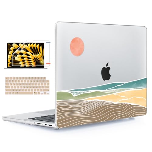 for with MacBook Pro 14 inch Case 2026-2021 M5 M4 M3 M2 M1 Pro/Max A3426 A3427 A3434 A3112 A3401 A2918 A2992 A2779 A2442, Hard Shell with Keyboard Cover+Protective Film, Sunset - color: Sunset
