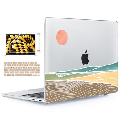 for with MacBook Pro 14 inch Case 2026-2021 M5 M4 M3 M2 M1 Pro/Max A3426 A3427 A3434 A3112 A3401 A2918 A2992 A2779 A2442, Hard Shell with Keyboard Cover+Protective Film, Sunset - color: Sunset