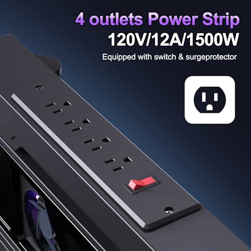 Adjustable Computer Tower Stand with Charging Station, PC Stand for Floor, Mobile CPU Holder with 4 Caster Wheels Fits Most PC Tower, Under Desk CPU Holder for Office,Gamers and Students - style: With Socket
