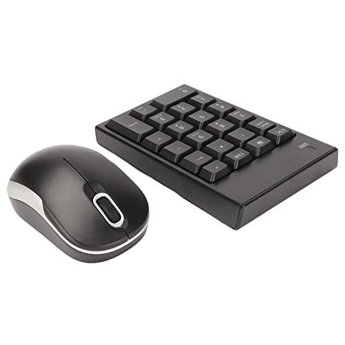 Numeric Keypad Mouse Combo, 2.4GHz Wireless Number Pad and Mouse ABS Material 22 Keys Ultra Slim USB Numeric Keypad and Mouse Combo for Laptop Desktop, PC, Pro,Notebook (Black)