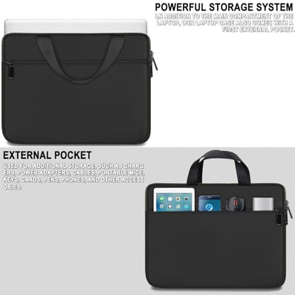Laptop Bag 15.6 Inch, Durable Briefcase Handbag Protective Computer Case | Laptop Sleeve with Front Pocket, Water Resistant Carrying Computer Sleeve Compatible with HP, Dell, Lenovo, Asus, Black