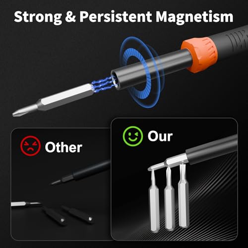 STREBITO Micro Screwdriver Set 64 in 1 Magnetic Screwdriver Set with Torx | Triwing, Pentalobe, Gamebit, Electronic Repair Tool Kit for Computer, PC, Laptop, Phone, PS5, XBOX, Switch, Watch, Eyeglasses - color: Updated Orange