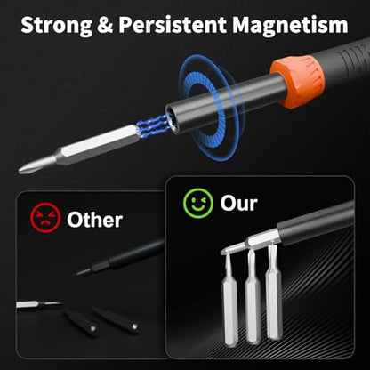 STREBITO Micro Screwdriver Set 64 in 1 Magnetic Screwdriver Set with Torx | Triwing, Pentalobe, Gamebit, Electronic Repair Tool Kit for Computer, PC, Laptop, Phone, PS5, XBOX, Switch, Watch, Eyeglasses - color: Updated Orange