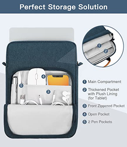 MoKo 13.3-14 Inch Laptop Sleeve Carrying Bag with Shoulder Strap & Handle - color: Indigo, size: 13.3-14 inch