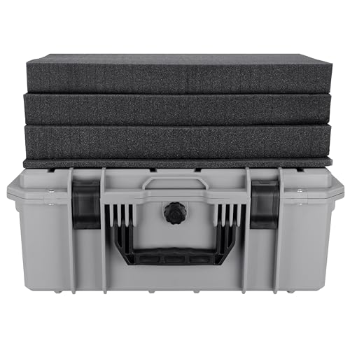 Eylar 21.6" Intact Series Carry-On Hard Camera Case, Lightweight and Durable Stacker Design with Foam (Gray) - color: Gray