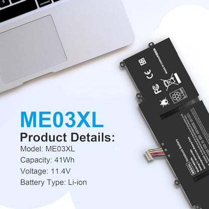 ME03 ME03XL Laptop Battery for HP Stream 11-D 13-C Series 13-c110nr 13-c010nr 13-c014tu 11-d010nr 11-d020nr 11-d010wm 11-d011wm Notebook 787521-005 787089-541 TPN-Q154 TPN-Q155 TPN-Q156 HSTNN-UB6M - size: 10.59*3.04*0.24inch