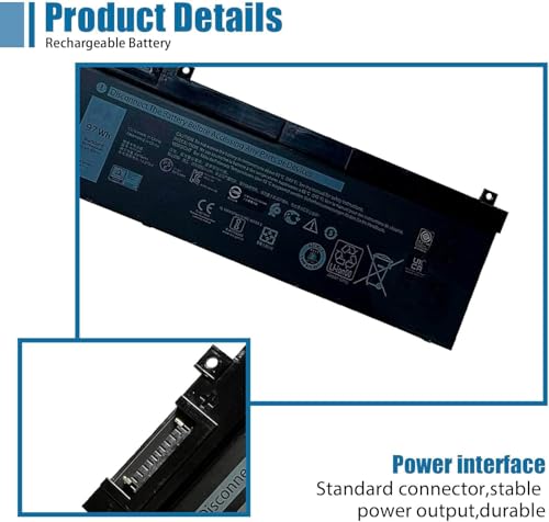 NYFJH Laptop Battery 11.4V 97Wh 8070mAh Replacement for Dell Precision 7530 7730 7540 7740 Series Notebook 5TF10 0WMRC 00WMRC GW0K9 0GW0K9 - size: 13.06*3.07*0.38 inch NYFJH