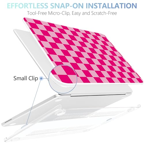 MEEgoodo 4-in-1 Printed Case for MacBook Neo 13 inch 2026 Release Model A3404, Laptop Hard Shell Cases with Keyboard Skin & Screen Protector & Webcam Covers, Rose&Light Pink Checkerboard - color: Rose&Light Pink Checkerboard