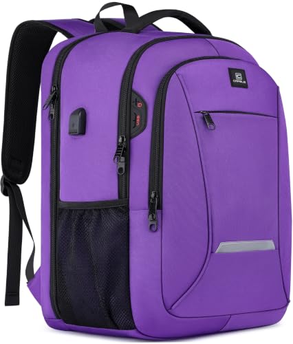 CAFELE Laptop Backpack, 17.3 Inch, Water-Repellent, USB Charging Port, for Business Travel School (Purple, 17.3 inches) - color: Purple