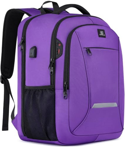CAFELE Laptop Backpack, 17.3 Inch, Water-Repellent, USB Charging Port, for Business Travel School (Purple, 17.3 inches) - color: Purple