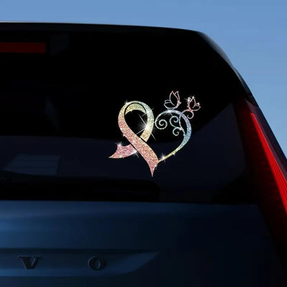 2pcs Sparkling Heart Shaped Butterfly Sunflower Self-Adhesive PVC Rainbow Glittery Decal Sticker for Cars, Laptops, Trucks, Motorcycles Wall Window Luggage Scratch Cover Door Multi-Surface Sticker