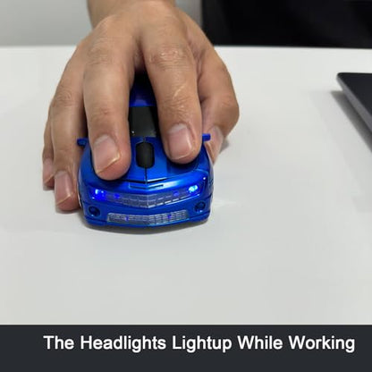 Car Mouse for Compuer, Funny Sport Car Shaped Computer Mouse, 2.4Ghz Wireless Mouse Car Mouse with USB Reciver for Laptop, PC (Blue) - color: Blue