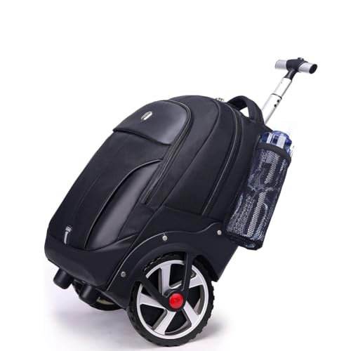 WMHYLYH Rolling Backpack with Wheels, Waterproof Backpack with Large Wheels for Business and Travel Commuter, Carry on Backpack with Laptop Compartment for Women and Men Adult (Black, 20inch) - color: Black, size: 20 inches