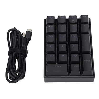 USB Numeric Keypad, LED Backlit 21-Key Mechanical Numpad for PC , Ergonomic Wired Number Pad for Desktop Laptop, Mini Portable Numeric Keypad for Home and Office, Plug and Play (Red Switch)