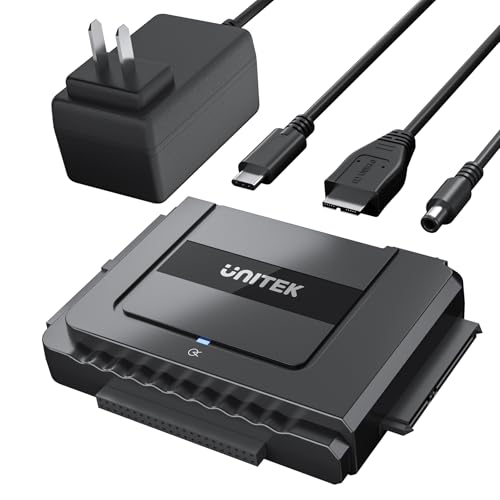 Unitek USB-C SATA/IDE Adapter, Dual-Drive, 6Gbps, for 2.5/3.5" HDD/SSD | Simultaneous 1 SATA + 1 IDE Access; For 2.5/3.5" IDE/SATA, Optical; Plug & Play, Hot-Swap; 12V Adapter Included - color: USB C 6Gbps SATA & 5 Gbps IDE