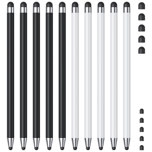 Stylus (10Pcs), Stylus Pen for Touchscreen, High Precision and Sensitivity Stylus Pen for iPad/iPhone/Samsung/Android Smartphone and Tablets, Compatible with All Capacitive Touch Screen (Black/White) - color: Black/White