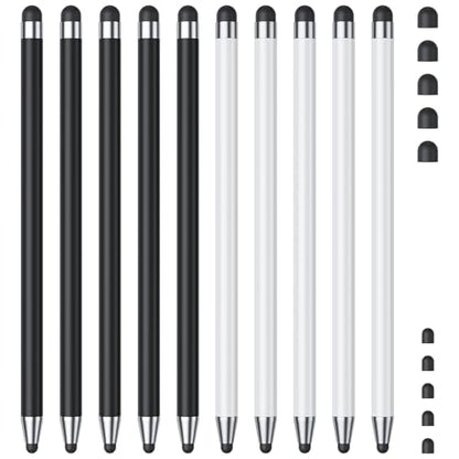 Stylus (10Pcs), Stylus Pen for Touchscreen, High Precision and Sensitivity Stylus Pen for iPad/iPhone/Samsung/Android Smartphone and Tablets, Compatible with All Capacitive Touch Screen (Black/White) - color: Black/White