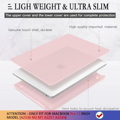 CISSOOK Baby Pink Case for MacBook Pro 13 inch 2025-2016 | 4in1 Set Plastic Hard Shell Case + Keyboard Cover Compatible with MacBook Pro 13" M2 M1 Model A2338 A2251 A2289 Pink - color: Baby Pink