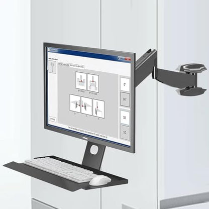 Wall Mounted Sit-Stand Single Monitor Workstation, Single Monitor and Keyboard Stand, with Gas Spring Arm & Folding Tray, Adjustable Height Angle, Max Load 22 Kg, for 17"-35"(60cm) - size: 60cm