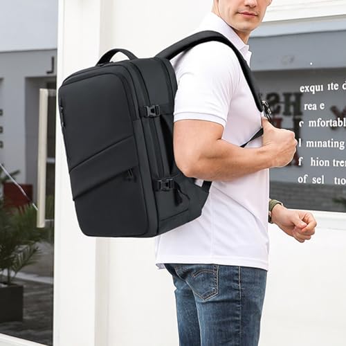 Business Travel Laptop Backpack Laptop Bag with USB Charging Port for Men Women Computer Bag for Laptop and Notebook - color: Black