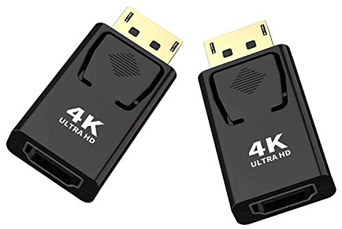 DP to HDMI Adapter 2-Pack 4K Gold for PC Monitor | DP to HDMI adapter 2 pack, 4K@30Hz 3840x2160, 7.1 audio, Gold plated, Uni-directional DP to HDMI only, For PC/laptop/HDTV