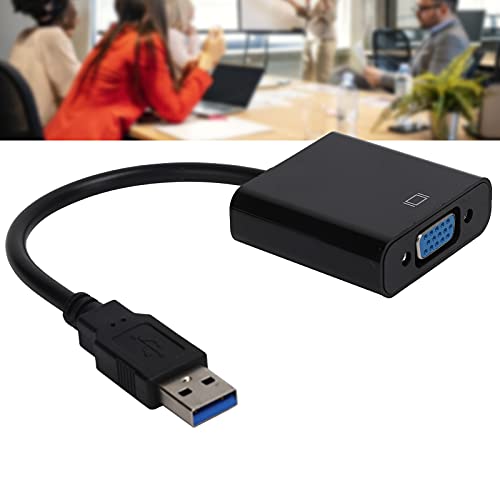 Zopsc USB 3.0 to VGA Adapter Cable, 5Gbps, HD 1080P, 15Pin Female, Multi Display Support, No External Power Supply, for PC, Laptops, Desktops, Black - color: Black