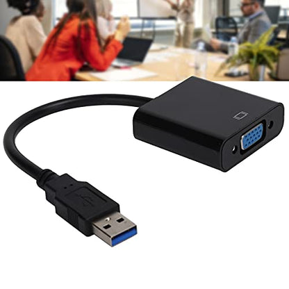 Zopsc USB 3.0 to VGA Adapter Cable, 5Gbps, HD 1080P, 15Pin Female, Multi Display Support, No External Power Supply, for PC, Laptops, Desktops, Black - color: Black