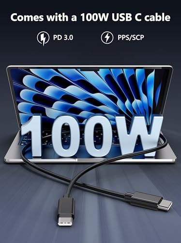 100W USB C Charger Block,4-Port GaN Fast Charger Compatible with MacBook Pro, MacBook Air, Google Pixelbook, ThinkPad, Dell XPS, iPad Pro, Galaxy iPhone All USB C Devices 6ft