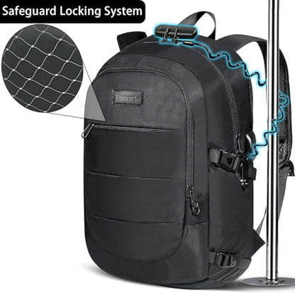 Tzowla 40 Liter Anti Theft Backpack with Giant Tumbler Holder Pocket and Lock,17.3 Inch Laptop Backpack - color: A-black, size: 40L 17.3inch