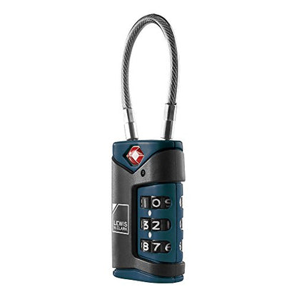 Lewis N. Clark TSA-Approved Combination Luggage Lock with Steel Cable (2-Pack), Blue, One Size - color: Blue, size: 2 Pack