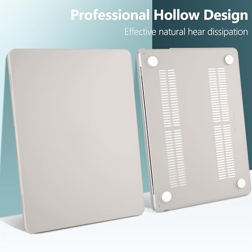 DONGKE Compatible with MacBook Air 13 inch Case M5 M4 M3 M2 2026 2025 2024-2022 A3449 A3240 A3113 A2681, Plastic Hard Shell & Keyboard Cover for MacBook Air 13.6 inch, Cream Stone - color: Cream Stone