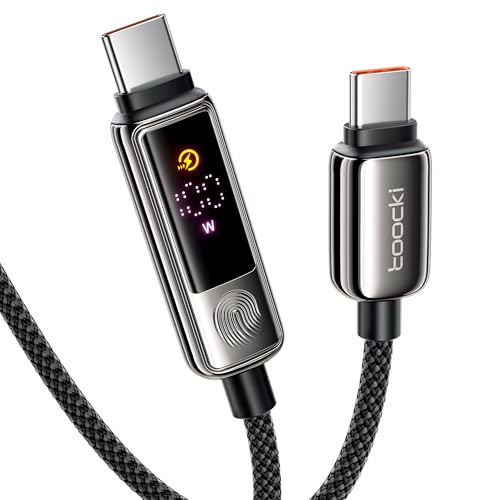 toocki USB C to USB C Cable 3.3FT 100W | LED Touch Display, PD Fast Charging, E-Marker Chip, Nylon Braided, Reinforced Connectors - size: 3.3FT