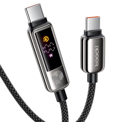 toocki USB C to USB C Cable 3.3FT 100W | LED Touch Display, PD Fast Charging, E-Marker Chip, Nylon Braided, Reinforced Connectors - size: 3.3FT