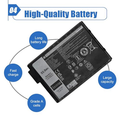 53.5Wh XVJNP Laptop Battery Replacement for Dell Latitude 5430 Rugged Latitude 7330 Rugged Series 6JRCP 06JRCP M0TN3 0M0TN3 KD1CT 451-BCWQ 11.4V - size: 5.08*3.37*0.59 inch XVJNP
