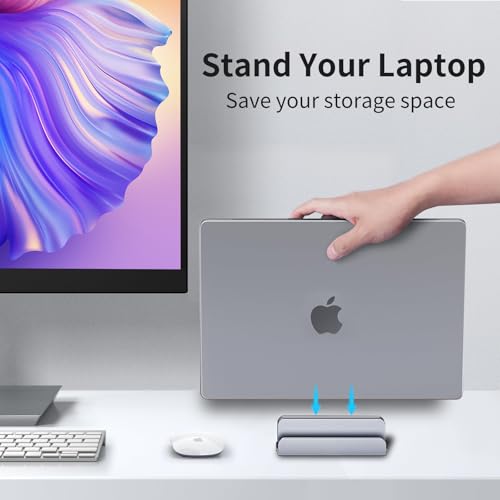 Aluminum Vertical Laptop Stand Holder for Desk Compatible with MacBook Pro, MacBook Air, Dell, HP, Lenovo, Up to 17.3 inches, Blue-Gray - color: Blue-Gray