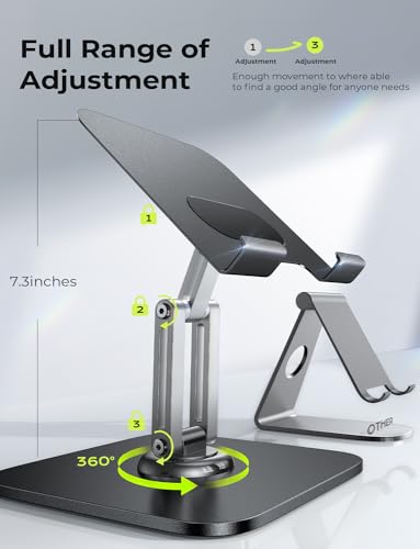 LISEN for iPad Stand Holder All Metal Foldable Adjust Tablet Stand for Desk | 2026 iPad Accessories, Rotating Display Stand Home Office Men Gifts Kindle Tablet PS Switch iPhone 11"-4.7" - color: Black