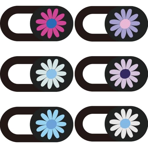 6Pcs 6 Styles Daisy Camera Cover Slide Flowers 0.03 Inch Ultra Thin Webcam Cover Slider for Mini PC Phone Desktop Tablet Daisy Plastic Durable Privacy Protectors for Home Office Work Use - color: Daisy1