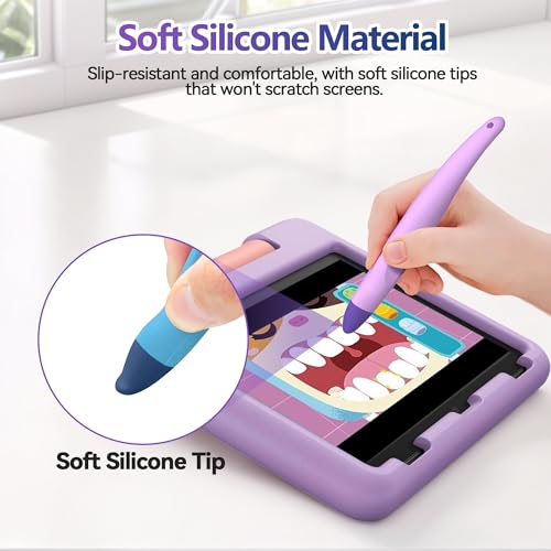 2 Pack Kid-Friendly Stylus Pens for Touch Screens,Tablet Stylus Pen Purple Blue Stylus Universal Touch Screen Capacitive Stylus Compatible with Kindle ipad iPhone