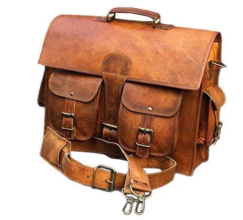 Genuine Leather Vintage Laptop Messenger Handmade Briefcase Bag Satchel By Vintage Couture